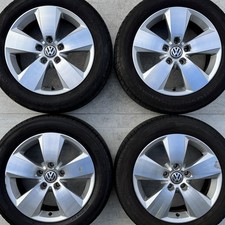 Set 4x Genuine VW Golf 16" Perth Alloy Wheels Tyres 205 55 Caddy Van 5G0601025J