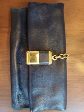 Chloe Navy Pebble Leather Fold Over Handbag