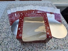 Xmas Cake Boxes Set Of 10 + 10 Round Cards