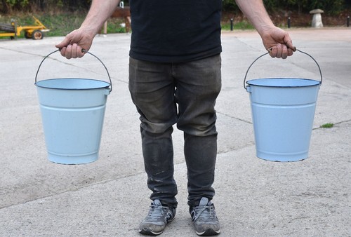 Vintage enamel pail bucket - 2x,