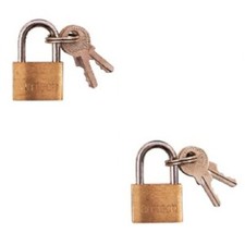 20mm Padlock 2Pc for Small Sport Bag Suitcase Luggage Brass Lock with 2 Keys