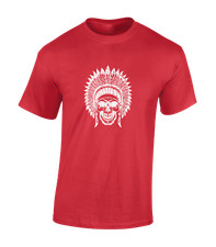 INDIAN SKULL MENS T SHIRT RETRO FASHION NATIVE AMERICAN HEADDRESS ANCIENT