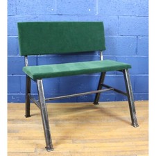 An Industrial Steel & Green Velvet Waiting Room Bench Seating Hallway Seat