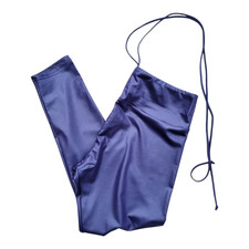 Shiny Lycra Spandex Leggings Women's UK Size L Purple Satin Stretch Wet Look