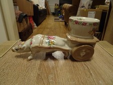 RARE Beautiful Vintage Szeiler Floral Cow Pulling Cart - FREE P&P