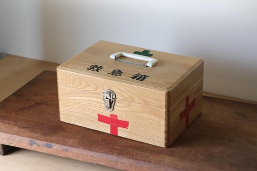 Wooden first aid - kit,, storage