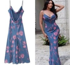 Zara Printed Dress With Cowl