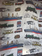 Pr Curtains vintage Voyageur Moygashel GWR GER trains planes Boats bus 47” Rare
