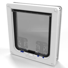 Cat Mate Large Cat Flap with 4 Way Lock Flap Size 18cm x 18cm White 221W
