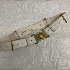 COLDSTREAM GUARDS LEATHER BELT - Max waist: 36" , White Leather Buff Brass