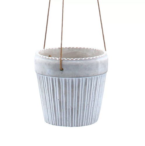 Grey hanging plant pot holder - pot,