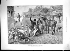 Old 1898 Man Whipping Dog Fox