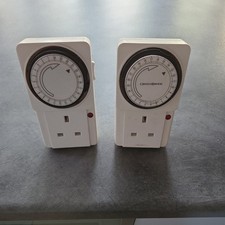 Two - 24 Hour Plug In Timer Switch Electric Mains Time Clock UK 3 Pin Adapter 