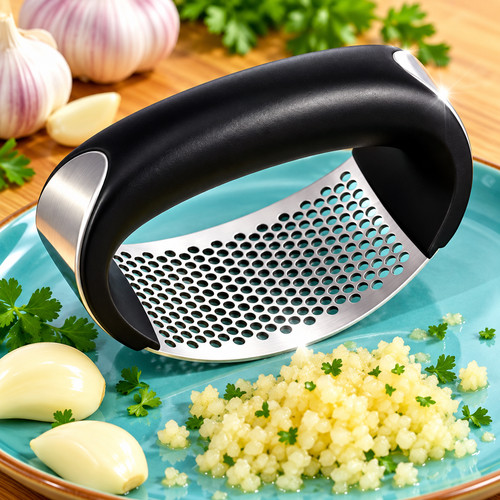 Stainless steel garlic crusher - steel,