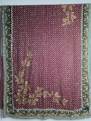 Maroon sari heavy beaded work - beaded,