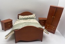 Dolls House furniture double bed set  bedroom set in 1/12th Scale