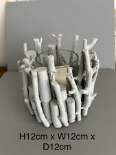 Driftwood Tealight Holder and Small Candles Home Decor Painted Grey
