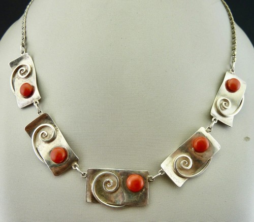 Necklace 900 silver - necklace, coral