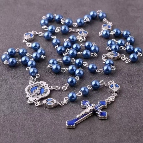 Beautiful blue pearl - blue, rosary