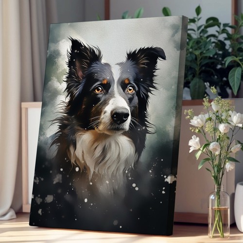 Border collie digital canvas - collie,