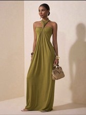 Olive Maxi Dress, With Metal