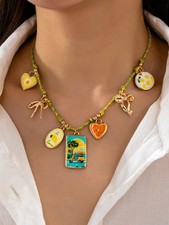 Gold Charm Necklace Vintage