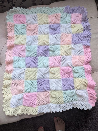 Hand knitted baby blanket - hand,