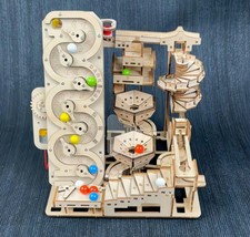 3D wooden puzzle marble run