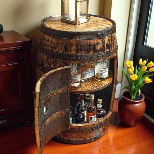 Whiskey barrel bar cabinet - whiskey,