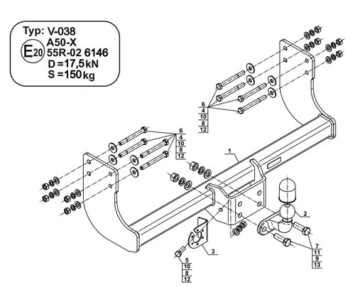 Flange neck tow bar for - neck,
