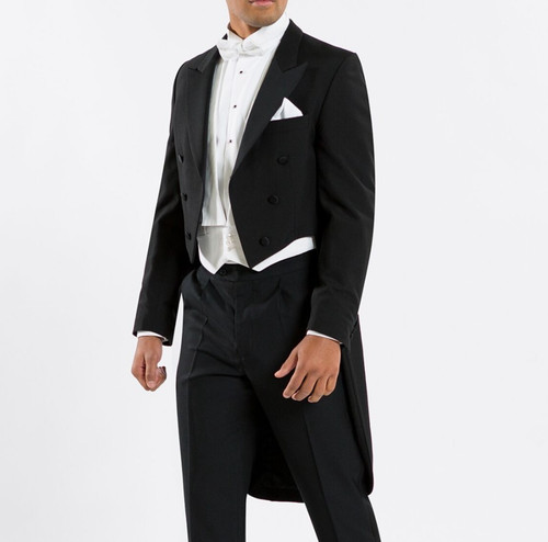Black wool tailcoat tuxedo - black,