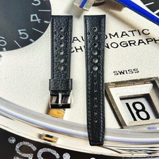 20mm Black Leather Perforated