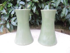 Pair  Vintage  Green Ceramic Show Vase Pearsons of Chesterfield  8" high  (1133)