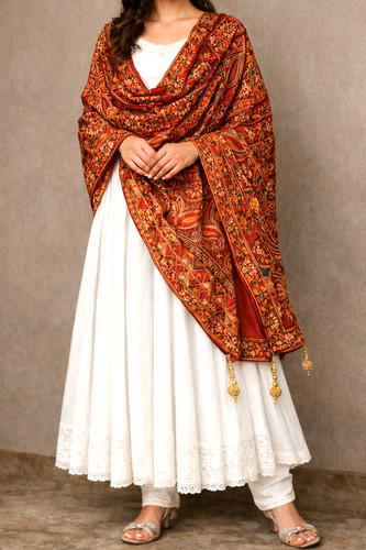 Heavy embroidered red shawl - heavy,