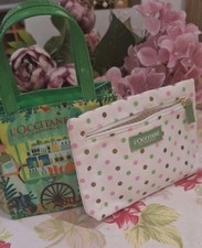 2x Loccitane En Provence bags: 1 x white & dotty Make Up Bag & 1 mini PVC tote 