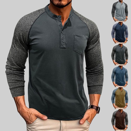Mens henley button neck - mens, t