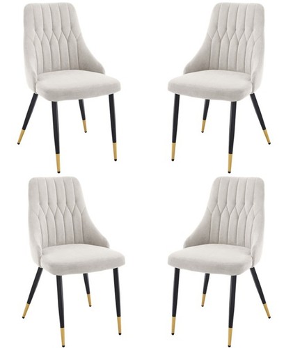 Beige velvet dining chairs - velvet,
