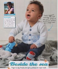 BOATS & WAVE Baby Cardigan - Knitting Pattern - KING COLE BIG VALUE 4ply
