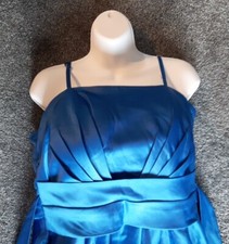 Beautiful Royal Blue Quality Satin Dress By Cherlone Size 12-14