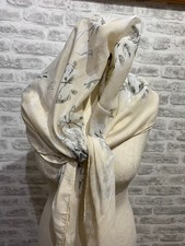 Matalan chiffon scarf wrap cream with grey floral print square  S1898