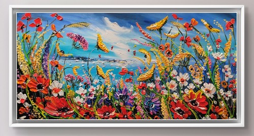 Original acrylic oil flower - acrylic,