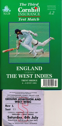 Cricket programme ticket - cricket,