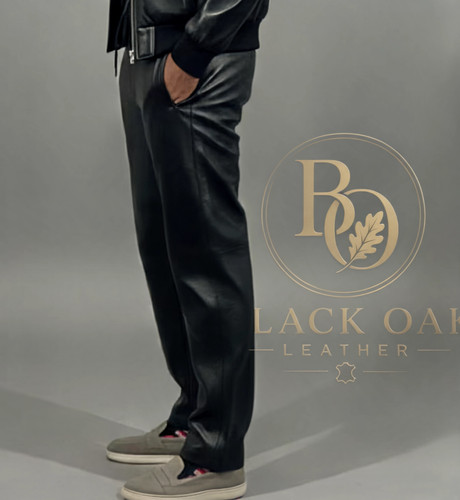 Men genuine leather jogger - men's,