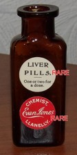 ANTIQUE SMALL PILLS BOTTLE  "LIVER  PILLS"  EVAN JONES CHEMIST LLANELLY -ONE OFF