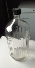 large Apothecary  B.D.H  Clear glass bottle ribbed  bottle 30 cm Tall