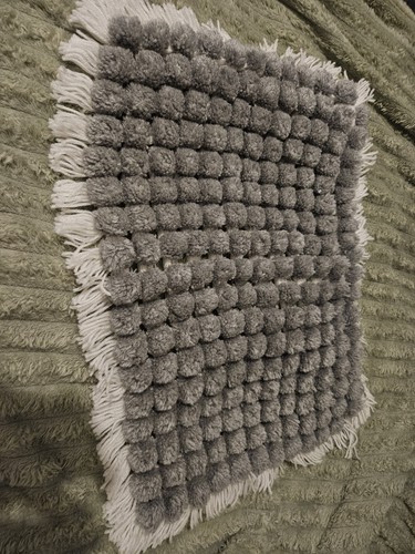 Handmade pompom blanket grey - handmade,