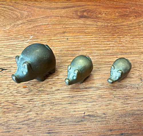 Vintage solid brass pig - vintage,