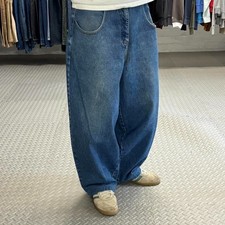 Karl Kani super baggy jeans Mens 38" navy wide leg hip hop skater jeans 90s