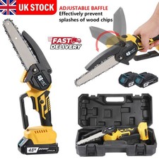 2 Batteries 6/4 Inch Mini Cordless Chainsaw Electric One-Hand Saw Wood Cutter ’