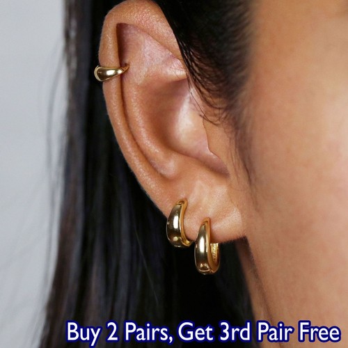 Small hoop earrings huggie - small,